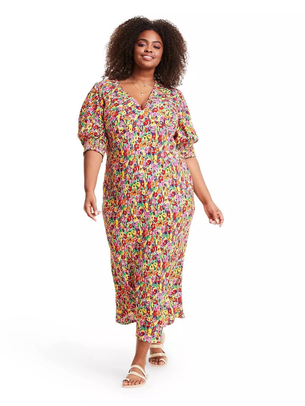 RIXO for Target Floral Puff Sleeve V-Neck Dress